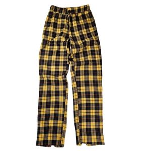 Luna Chix Relaxed Fit Skinny High Waisted Plaid Pants, Yellow/Black, XS
